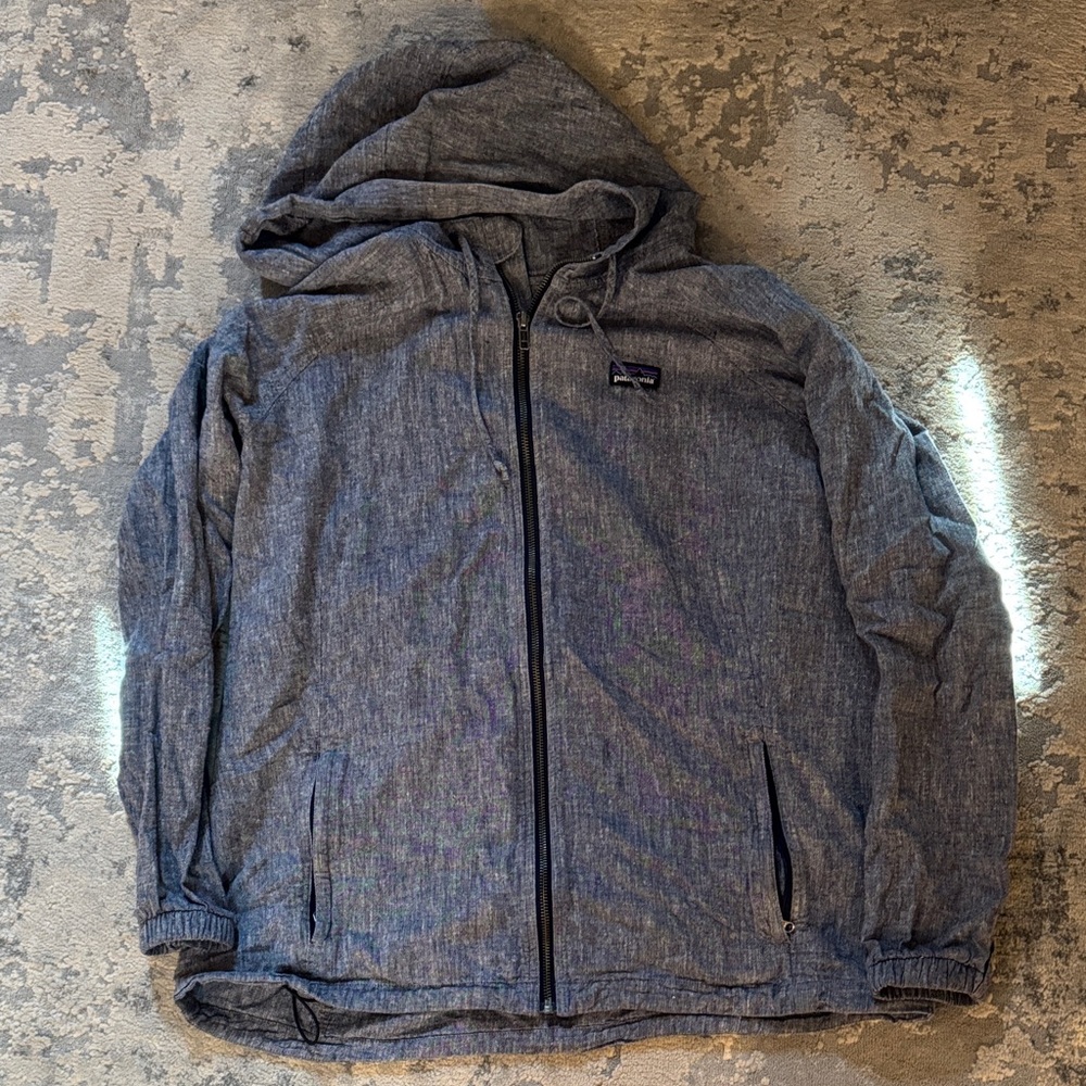 Patagonia Navy Hooded Hemp/cotton Windbreaker XL